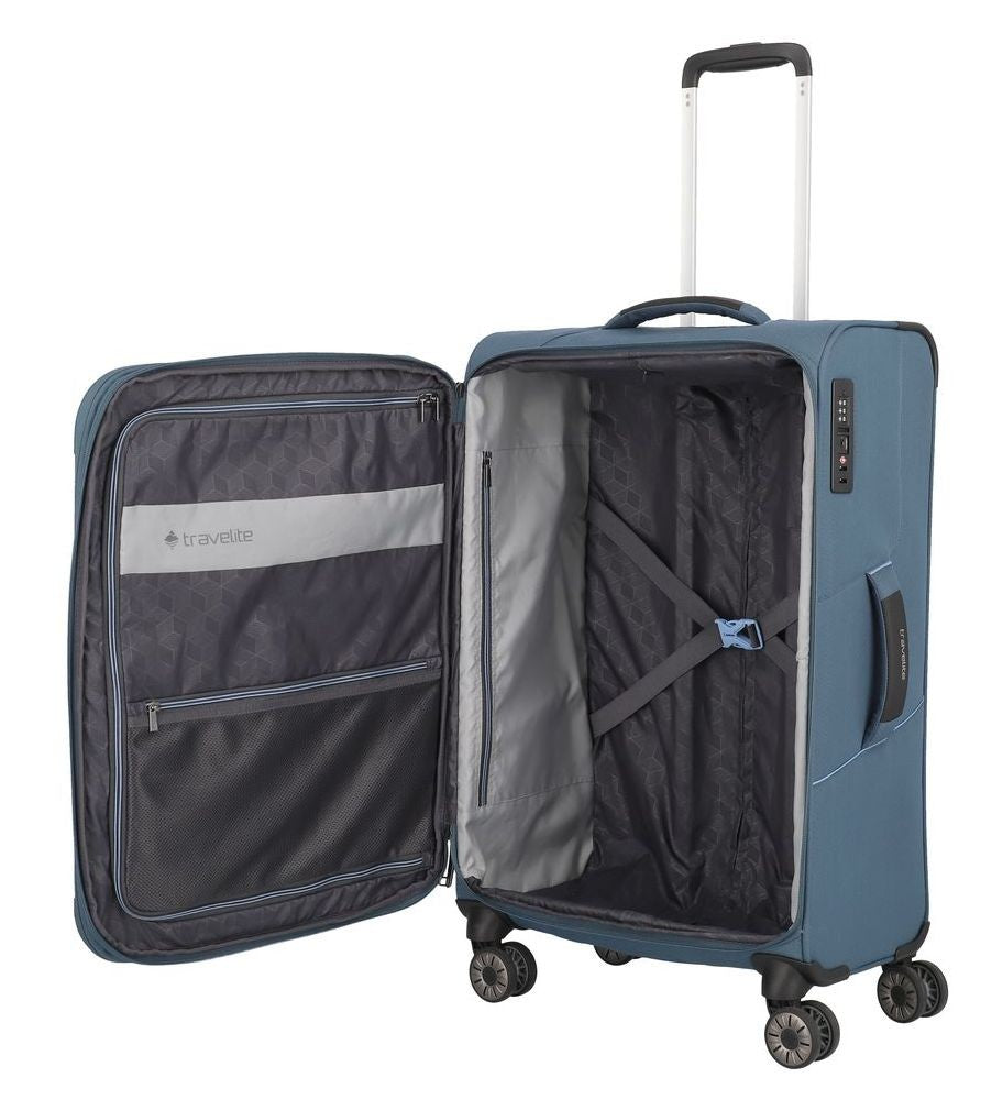 Extensible soft median suitcase TRAVELITE - Skaii Blue 1