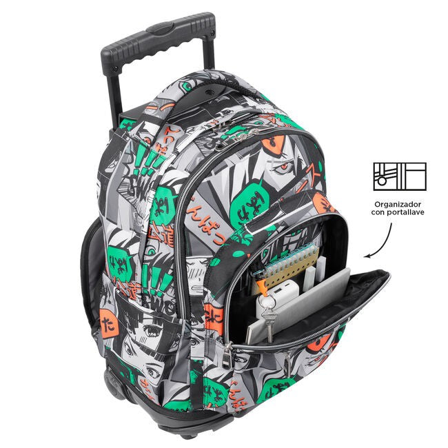 TOTTO School backpack with wheels - lines - manga 4yn