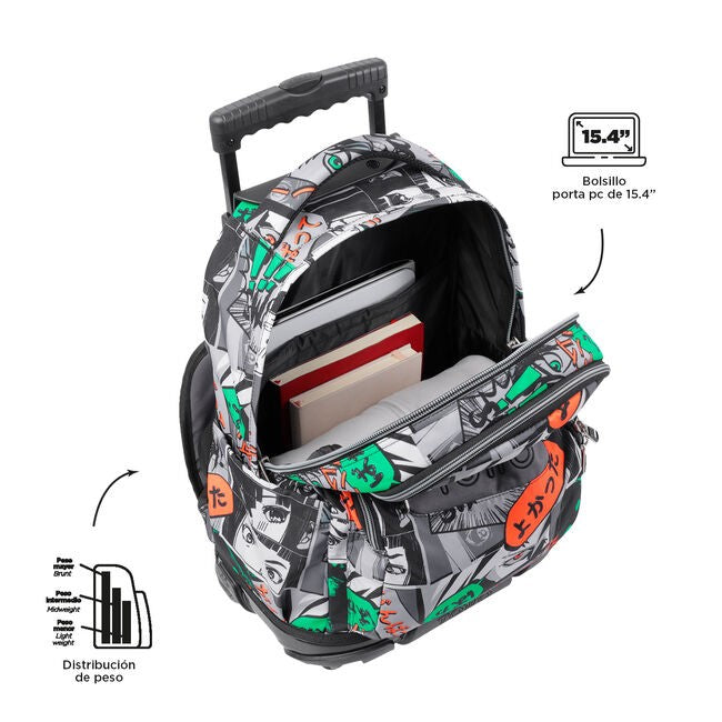 TOTTO School backpack with wheels - lines - manga 4yn