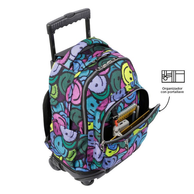 TOTTO School backpack with wheels - lines - 6jr emojis