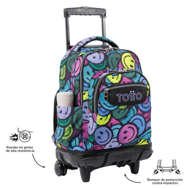 TOTTO School backpack with wheels - lines - 6jr emojis