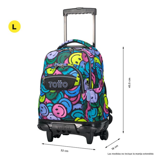 TOTTO School backpack with wheels - lines - 6jr emojis