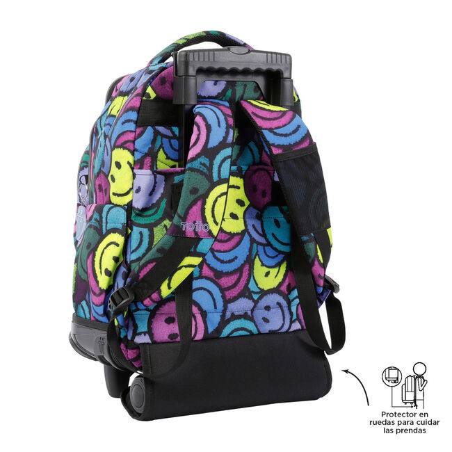 TOTTO School backpack with wheels - lines - 6jr emojis