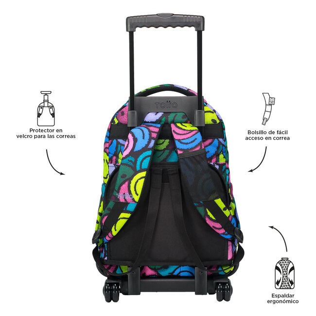 TOTTO School backpack with wheels - lines - 6jr emojis