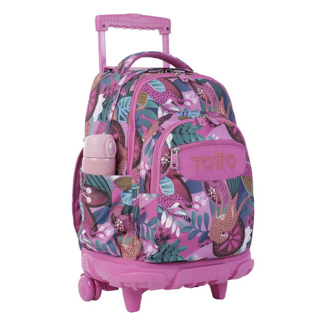 TOTTO School backpack with wheels - lines - 8IV tropical jaguar