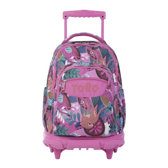 TOTTO School backpack with wheels - lines - 8IV tropical jaguar