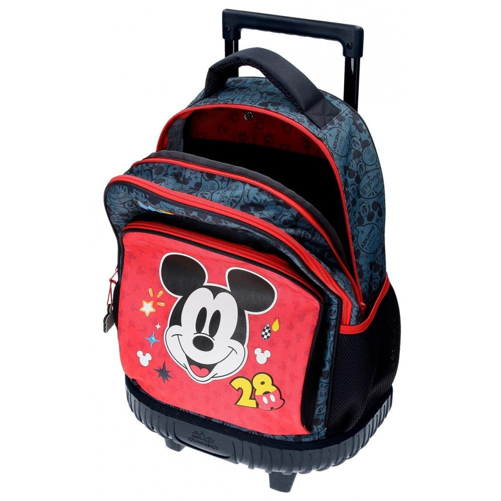 Backpack with two wheels and two Mickey Get Moving compartments