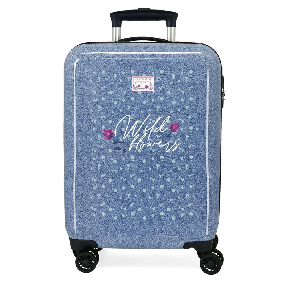 Maleta de cabina Movom Wild Flowers rígida 55cm denim