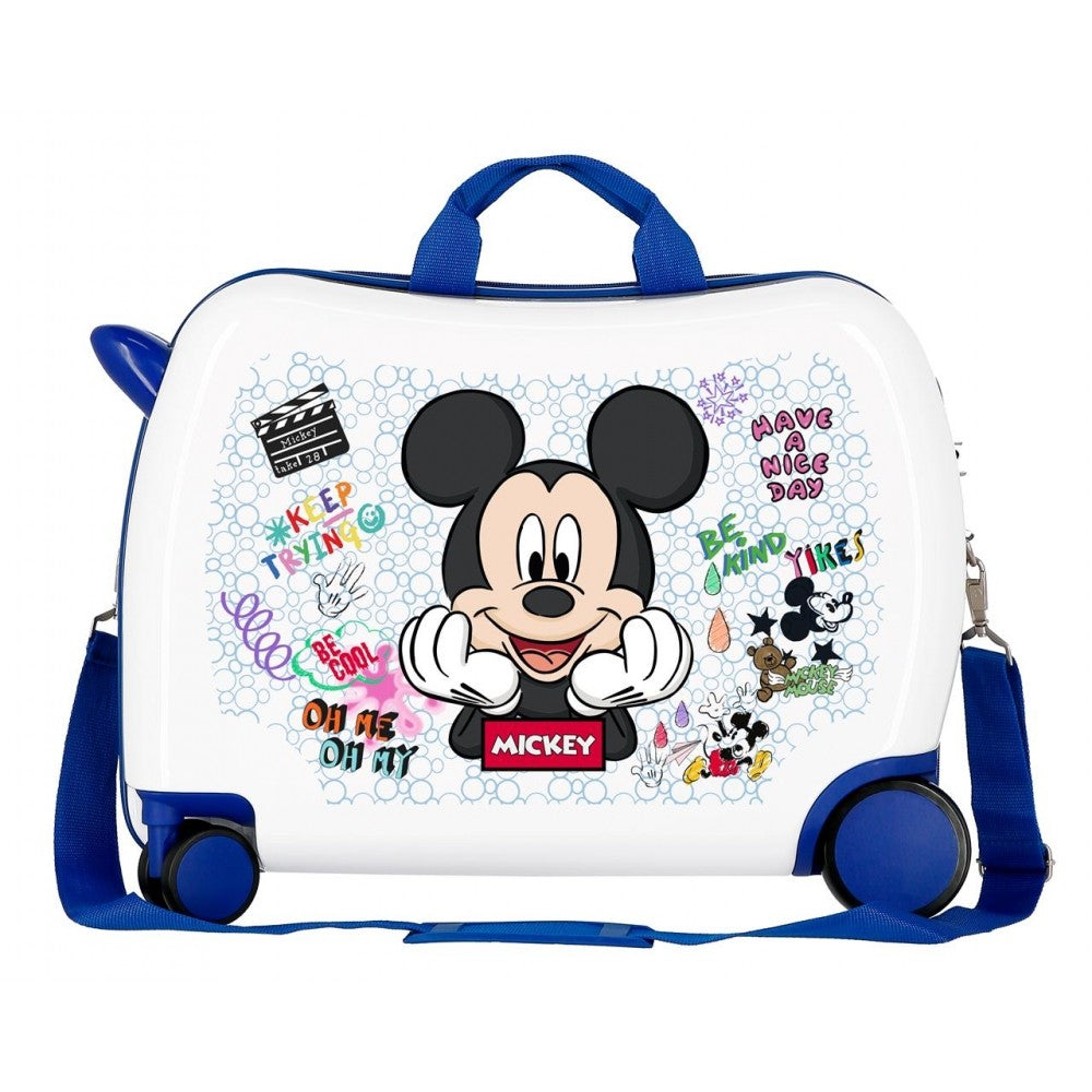 Children's suitcase 2 multidirectional wheels Mickey be cool white