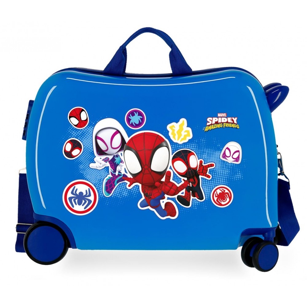 Maleta Infantil Spidey Go webs go 2 ruedas multidireccionales Azul