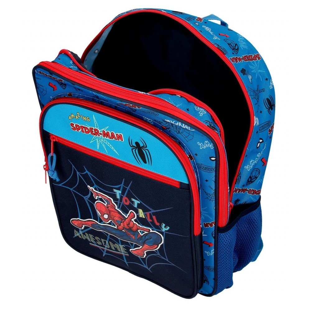 Spiderman Totally Awesome 42cm school backpack two compartments adaptable to car