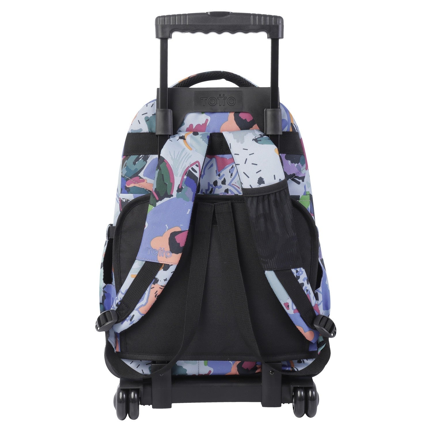 TOTTO School backpack with lines wheels + dashboard case - 4h1 floral canvas