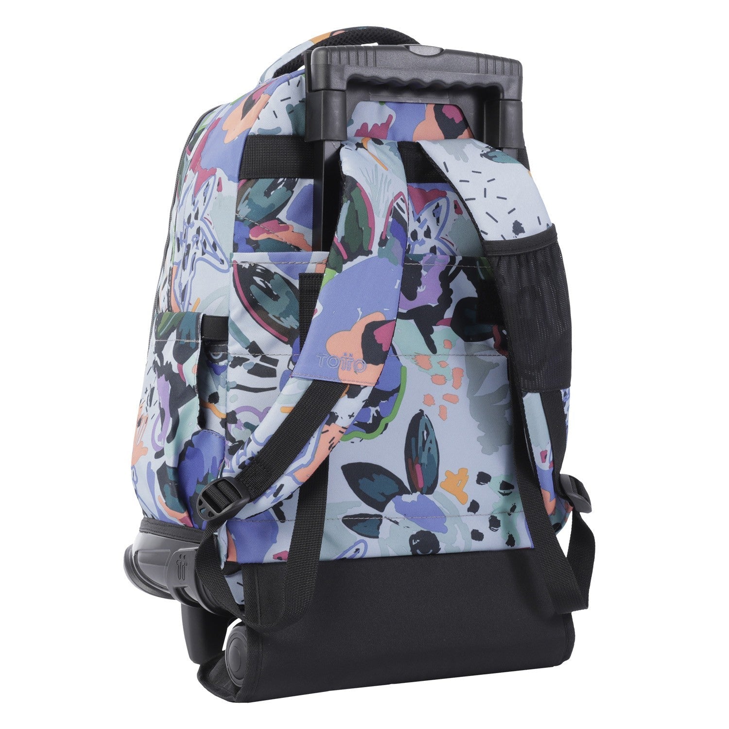 TOTTO School backpack with lines wheels + dashboard case - 4h1 floral canvas