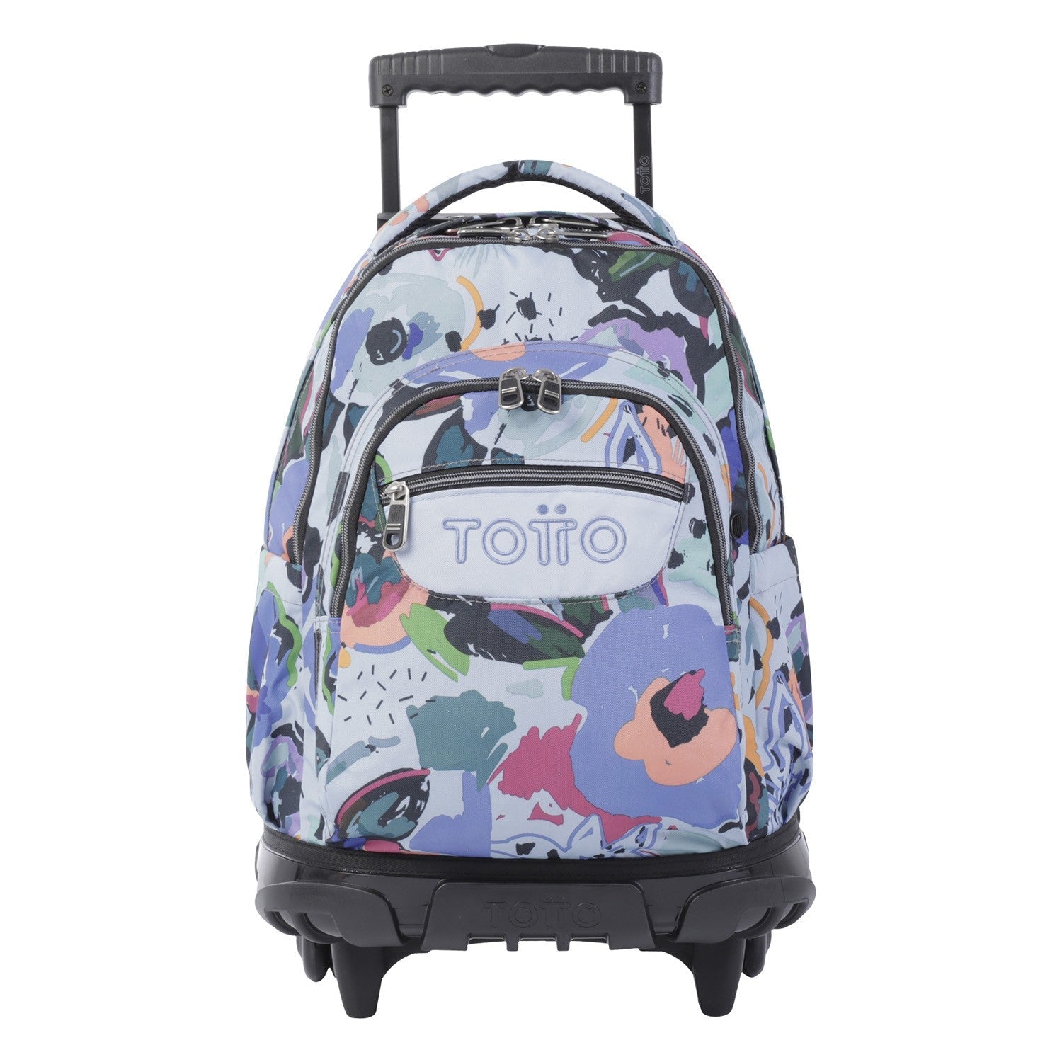 TOTTO School backpack with lines wheels + dashboard case - 4h1 floral canvas