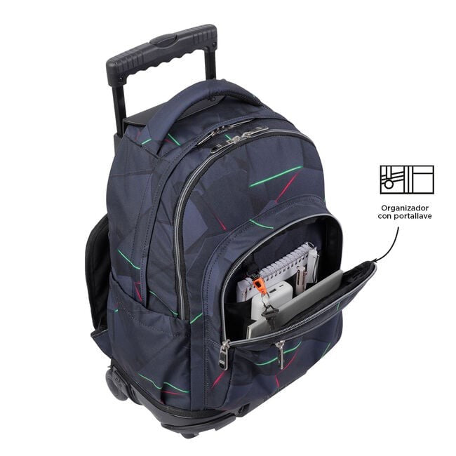 TOTTO School backpack with wheels - lines - 4 and fractal