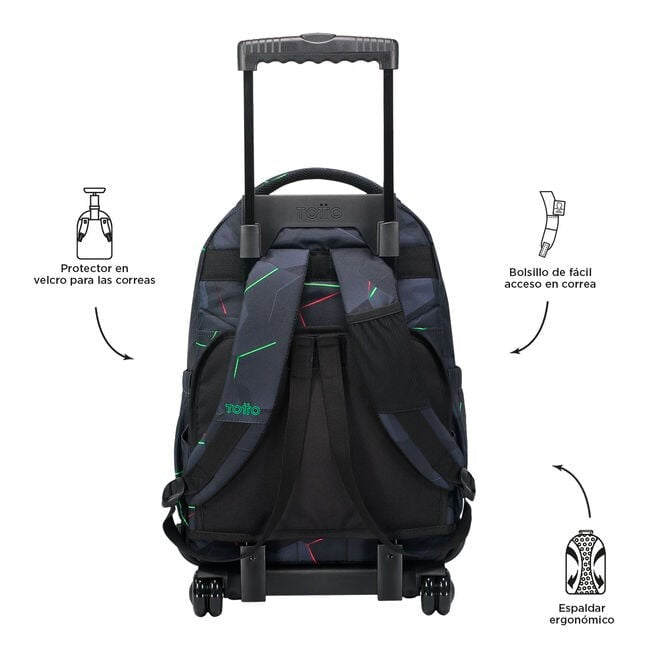 TOTTO School backpack with wheels - lines - 4 and fractal