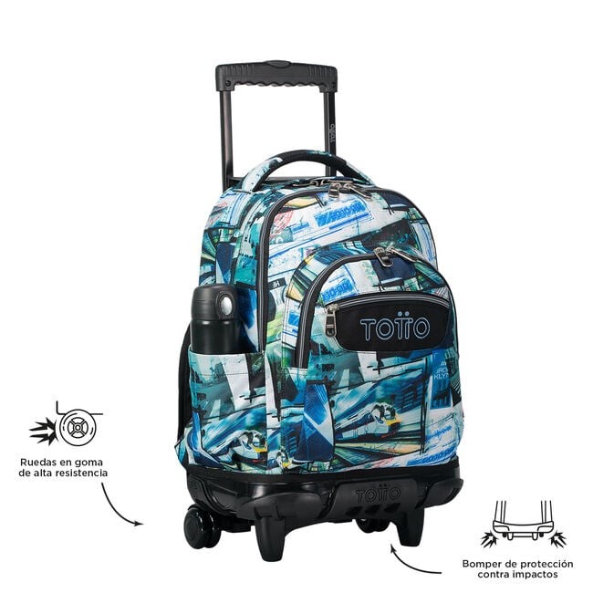 TOTTO School backpack with wheels - lines - 4HV postcards and cassettes