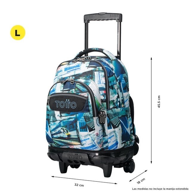 TOTTO School backpack with wheels - lines - 4HV postcards and cassettes