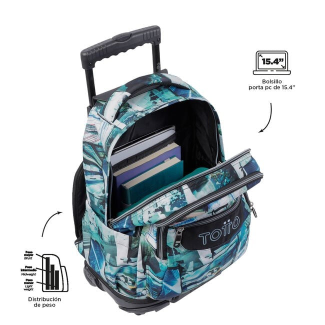 TOTTO School backpack with wheels - lines - 4HV postcards and cassettes