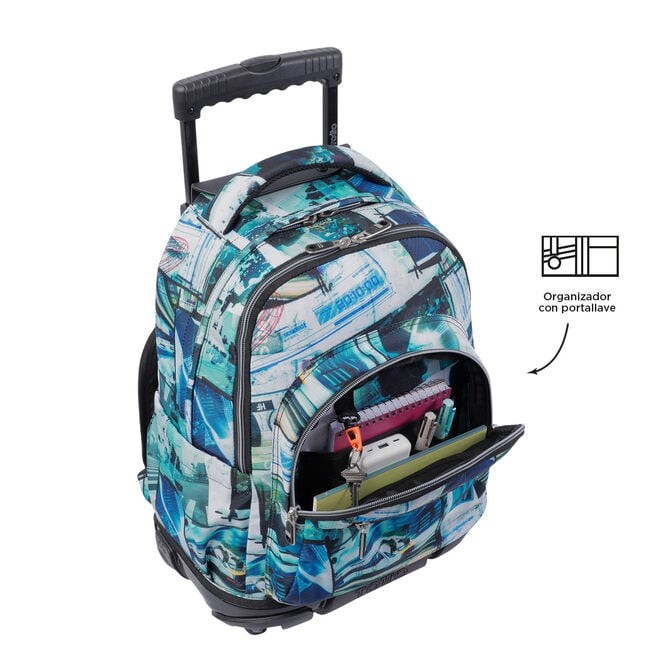 TOTTO School backpack with wheels - lines - 4HV postcards and cassettes