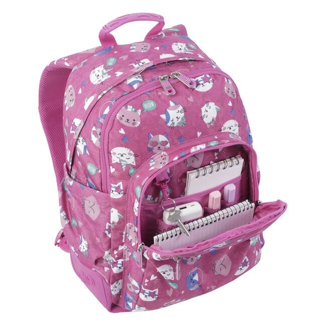 TOTTO School Backpack- Crayoles- 8iw- Fiesta Gatitos