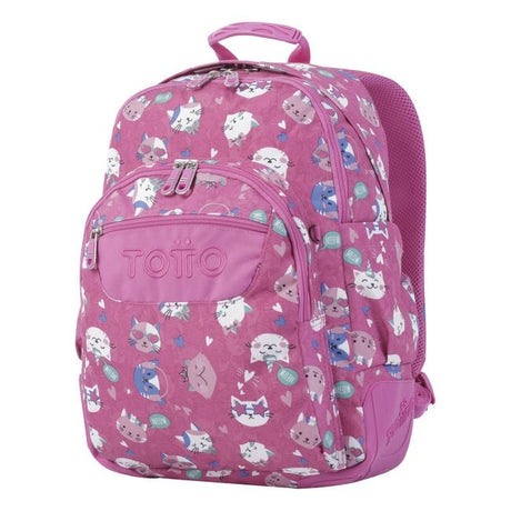 TOTTO School Backpack- Crayoles- 8iw- Fiesta Gatitos