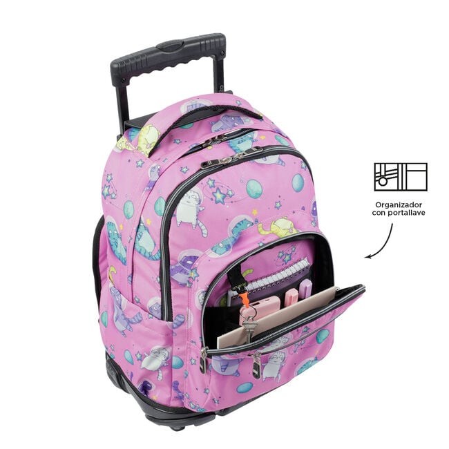 TOTTO School backpack with wheels - lines - 9i9 Astronauts cats