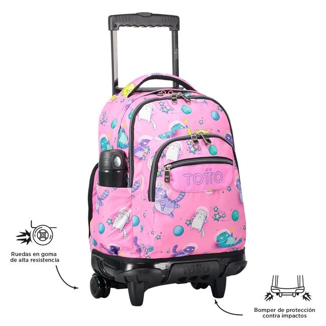 TOTTO School backpack with wheels - lines - 9i9 Astronauts cats