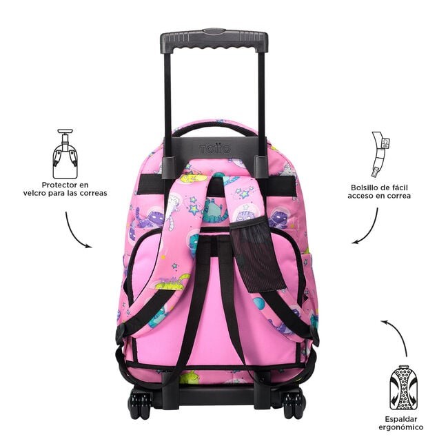 TOTTO School backpack with wheels - lines - 9i9 Astronauts cats