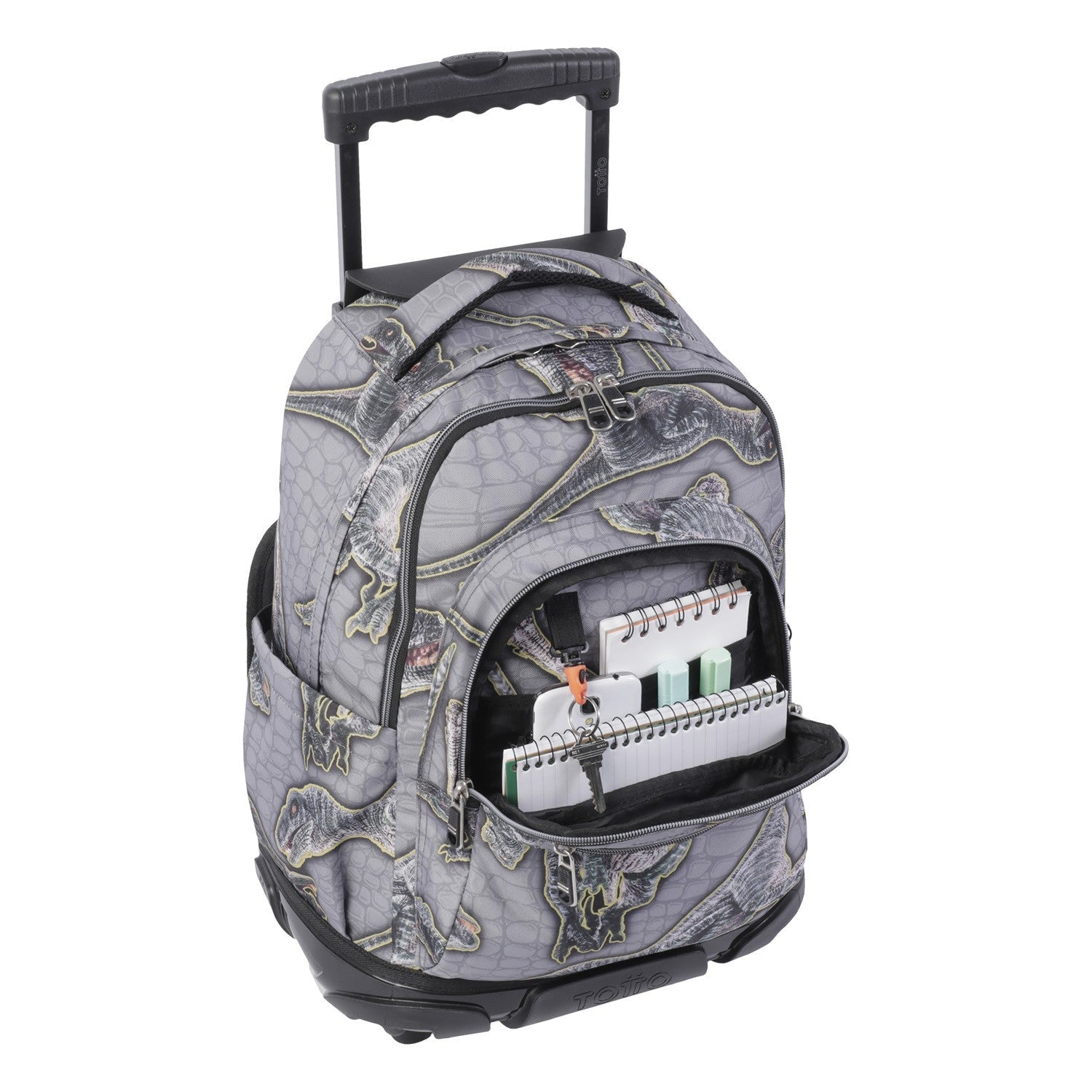 TOTTO School backpack with wheels - lines - 4y5 Dinosaurs print