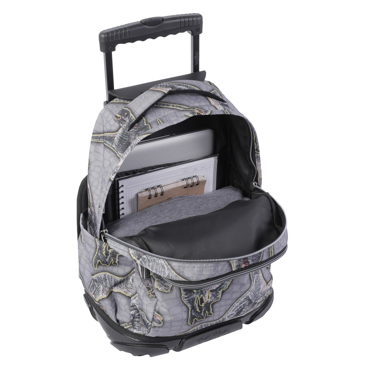 TOTTO School backpack with wheels - lines - 4y5 Dinosaurs print