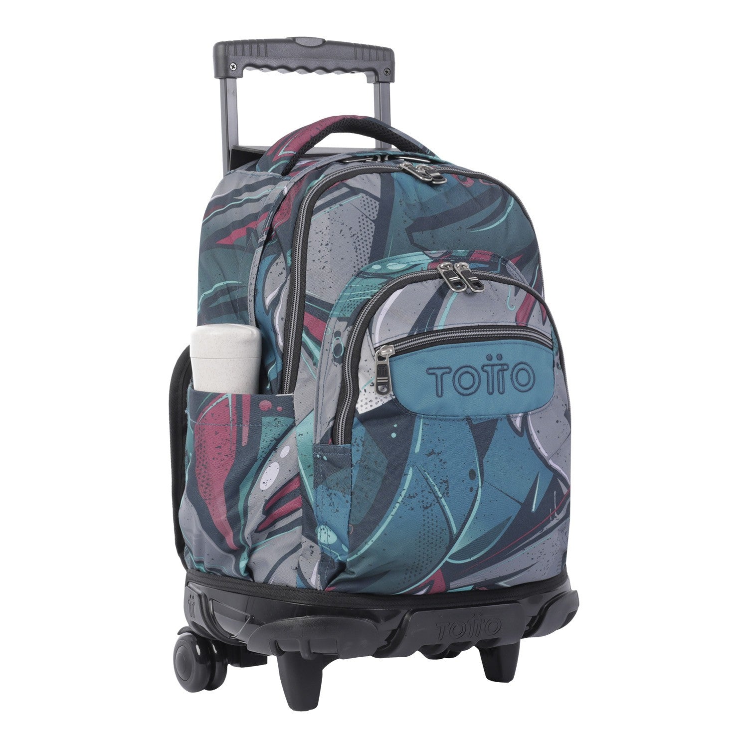 TOTTO School backpack with wheels - lines - 4y7 Eco -Friendly canvas