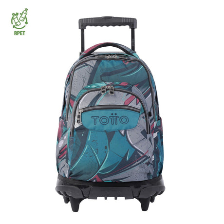 TOTTO School backpack with wheels - lines - 4y7 Eco -Friendly canvas