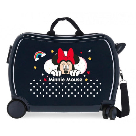 Children's suitcase Correpasillos Minnie Rainbow with multidirectional wheels