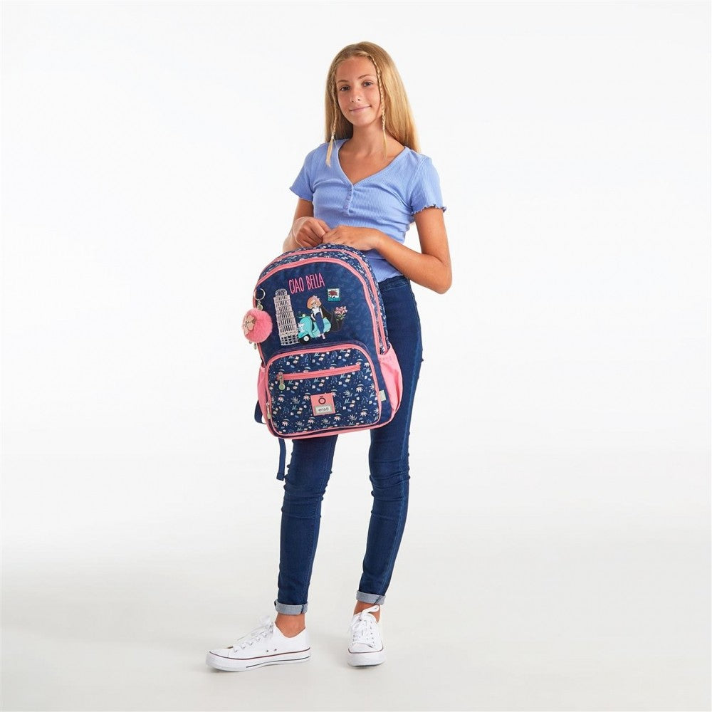 Backpack Little Dreams Double Adaptable Blue compartment