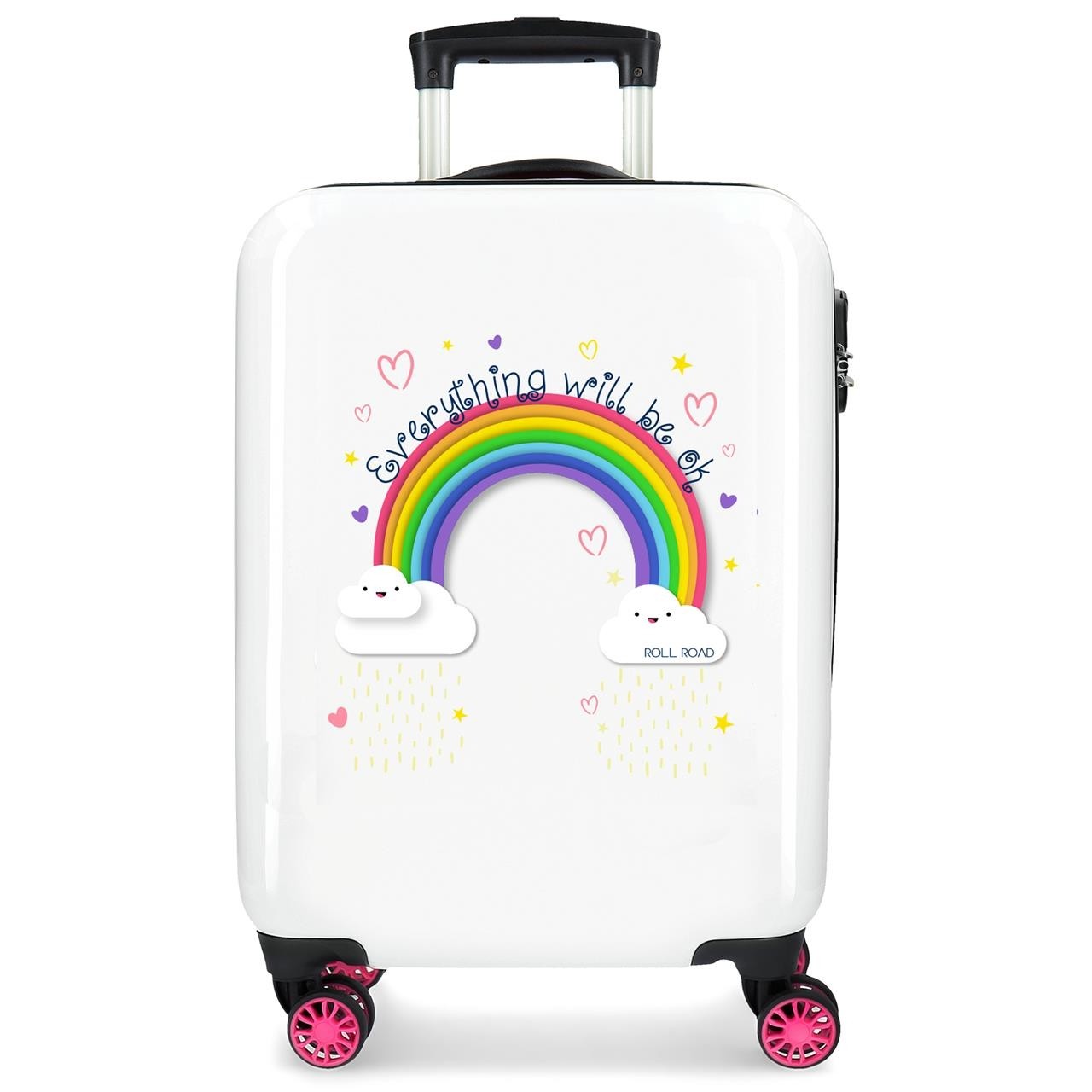 MALETA DE CABINA ROLL ROAD ARCOIRIS EVERYTHING OK RÍGIDA 55CM BLANCO