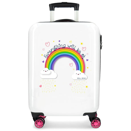 MALETA DE CABINA ROLL ROAD ARCOIRIS EVERYTHING OK RÍGIDA 55CM BLANCO