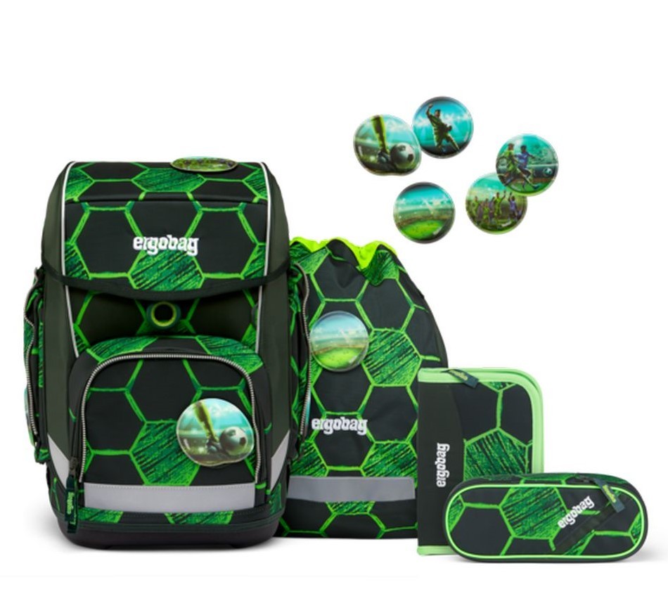 ERGOBAG Set de Mochila escolar rígida tipo cubo - AtmosBear