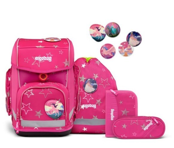 ERGOBAG Set de Mochila escolar rígida tipo cubo - AtmosBear