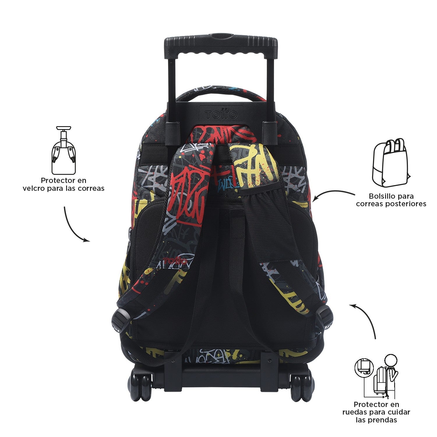 TOTTO School backpack with wheels - lines - 6cs graphil