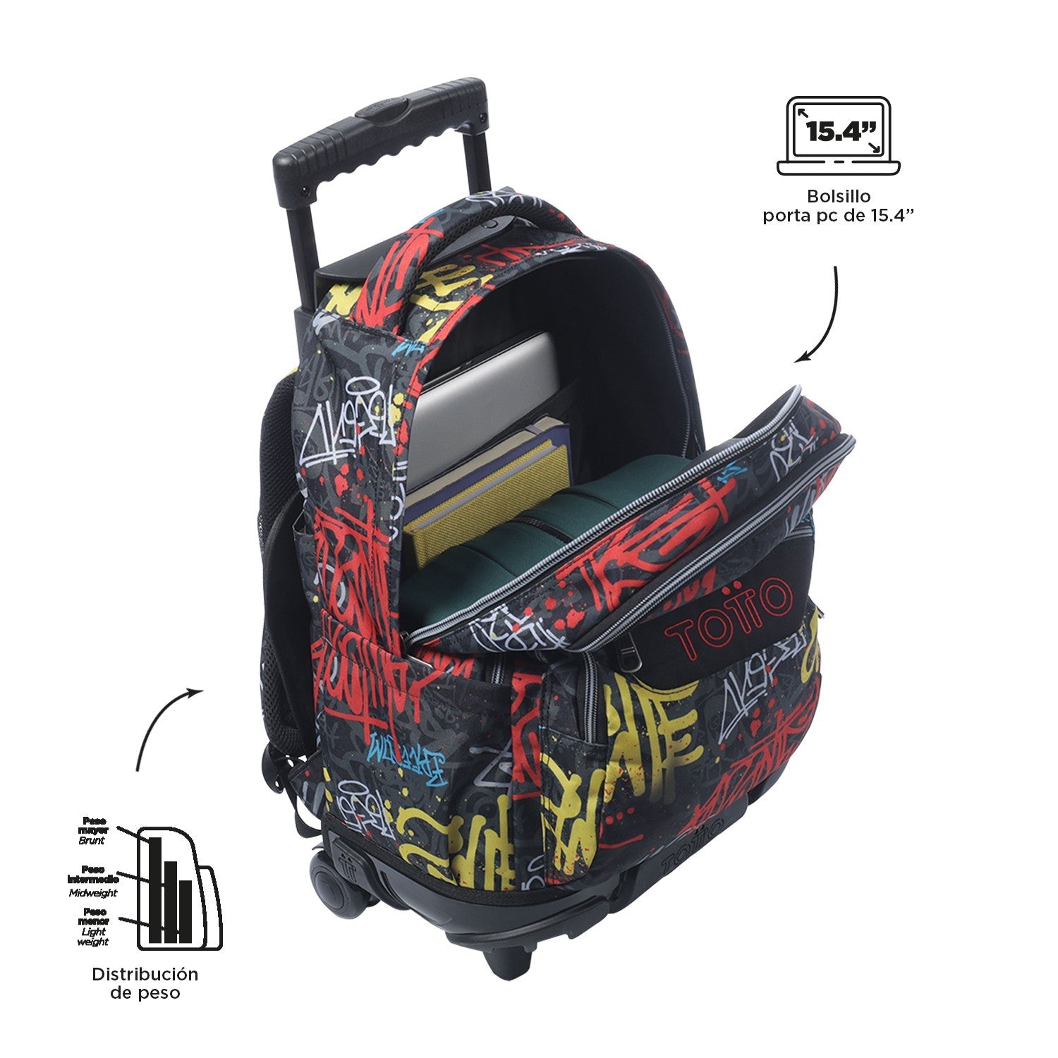 TOTTO School backpack with wheels - lines - 6cs graphil