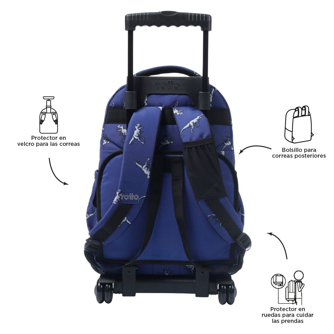 TOTTO School backpack with wheels - lines - 9jb