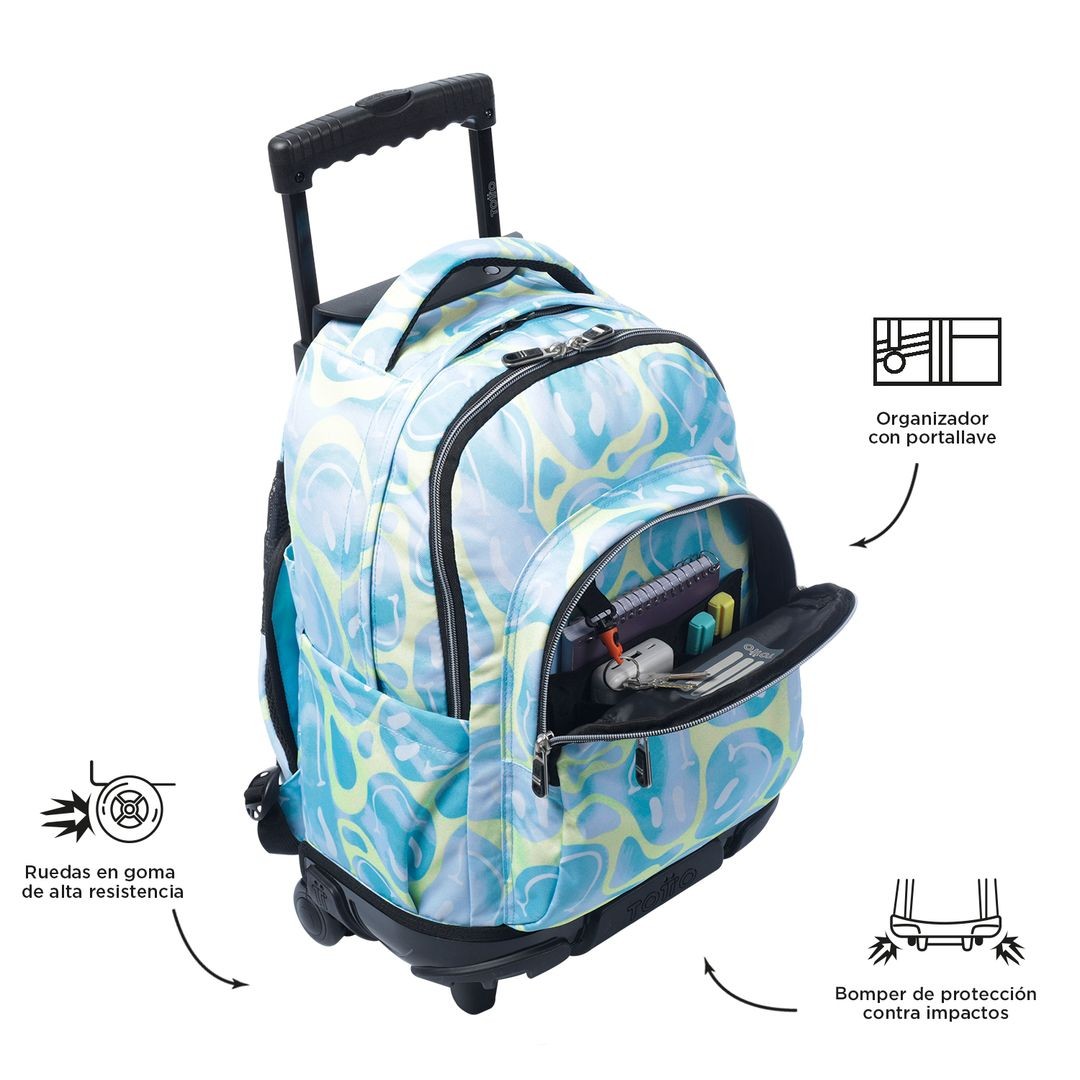 TOTTO School backpack with wheels - lines - 2u Happy Flow