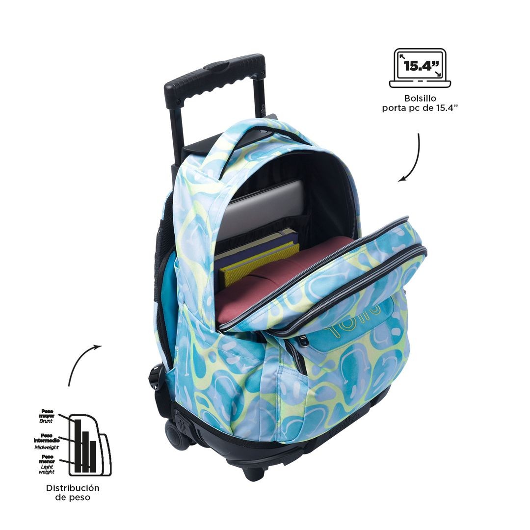 TOTTO School backpack with wheels - lines - 2u Happy Flow