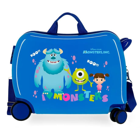 Children's suitcase 2 multidirectional wheels Monsters Boo! Light blue