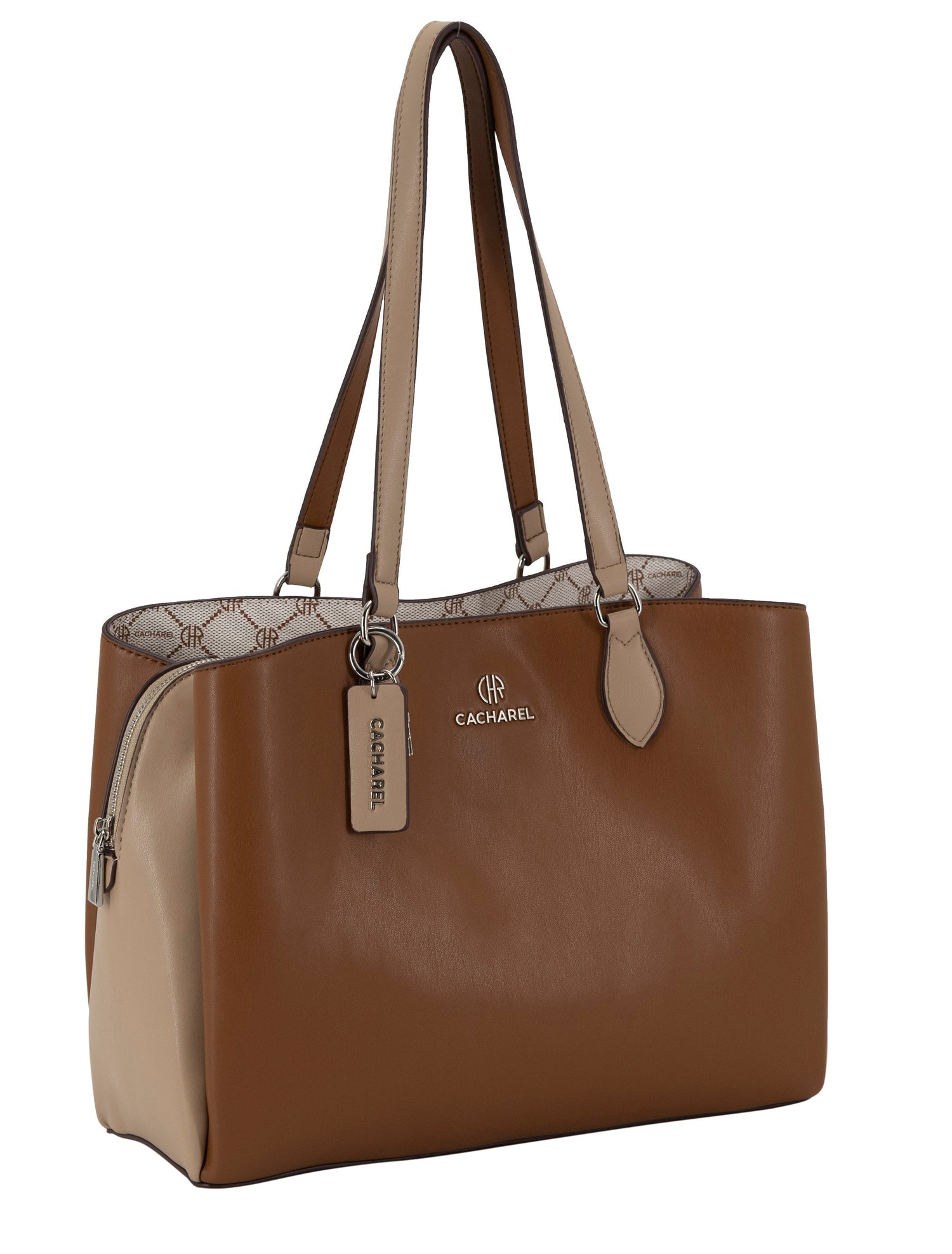 CACHAREL Maxi Shopper Leather/Beig Bag