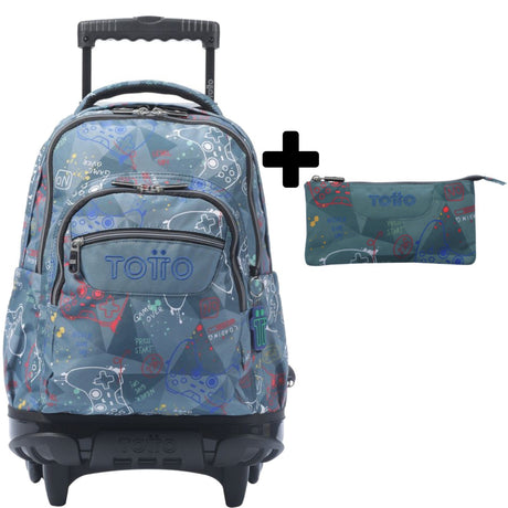 TOTTO School backpack with lines wheels + dashboard case - 5dr sticks