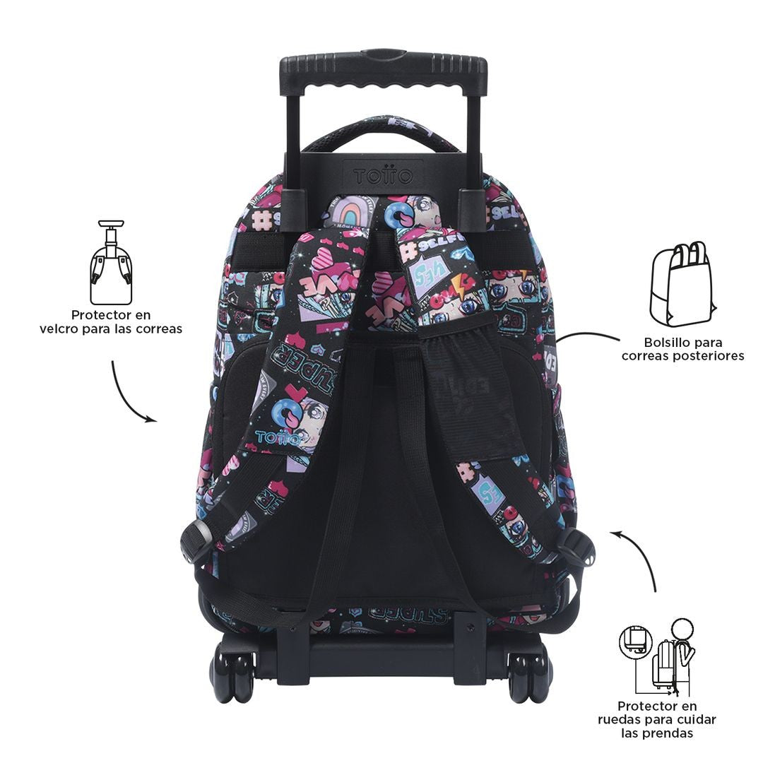 TOTTO School backpack with lines wheels + booth case - 6cz Misato