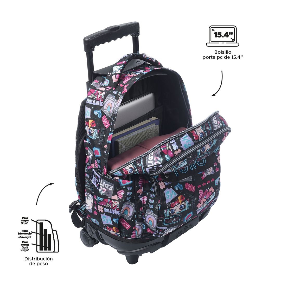 TOTTO School backpack with lines wheels + booth case - 6cz Misato