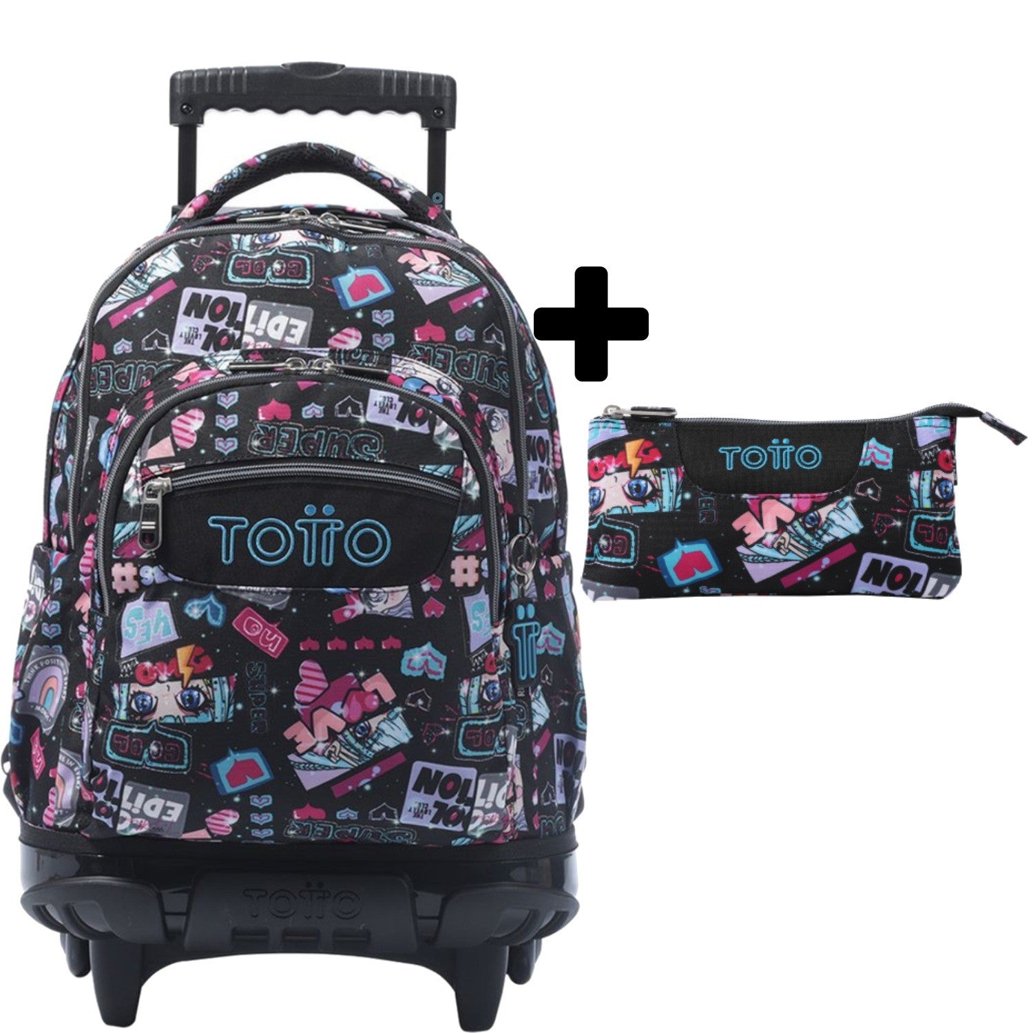 TOTTO School backpack with lines wheels + booth case - 6cz Misato